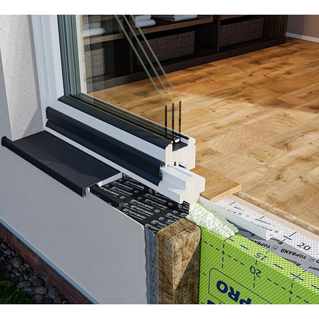 Taśma okienna paroizolacyjna wewnętrzna EUROVENT AKTIVBAND SK2 100 mm x 25 m, dodatkowy pasek klejący