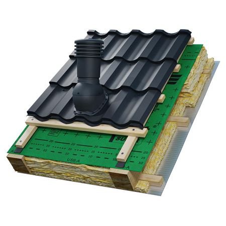 Kominek wentylacyjny ø 150 mm EUROVENT VENTOS X - R28, kolor czarny (RAL 9005)