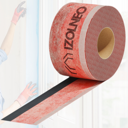 Taśma okienna uszczelniająca do ciepłego montażu wewnętrzna 100 mm x 25 m IZOLNEO, trzy paski klejące