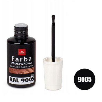 Farba zaprawkowa do blach dachowych, metalu i ogrodzeń Rolling Steels Lugger 22 ml, kolor czarny (RAL 9005)