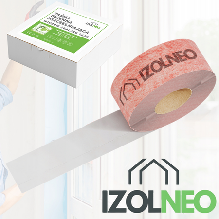 Taśma okienna uszczelniająca do ciepłego montażu wewnętrzna IZOLNEO 70 mm x 25 m. pełny klej