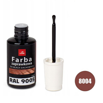 Farba zaprawkowa do blach dachowych, metalu i ogrodzeń Rolling Steels Lugger 22 ml, kolor ceglasty (RAL 8004)