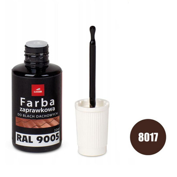 Farba zaprawkowa do blach dachowych, metalu i ogrodzeń Rolling Steels Lugger 22 ml, kolor brązowy (RAL 8017)