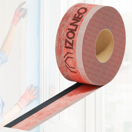 Taśma okienna uszczelniająca do ciepłego montażu wewnętrzna IZOLNEO 70 mm x 25 m, trzy paski klejące