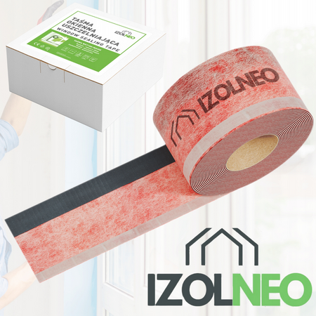 Taśma okienna uszczelniająca do ciepłego montażu wewnętrzna 100 mm x 25 m IZOLNEO, trzy paski klejące
