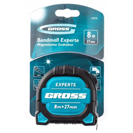 Miara zwijana taśmowa z magnesem EXPERTE 8 m x 27 mm GROSS