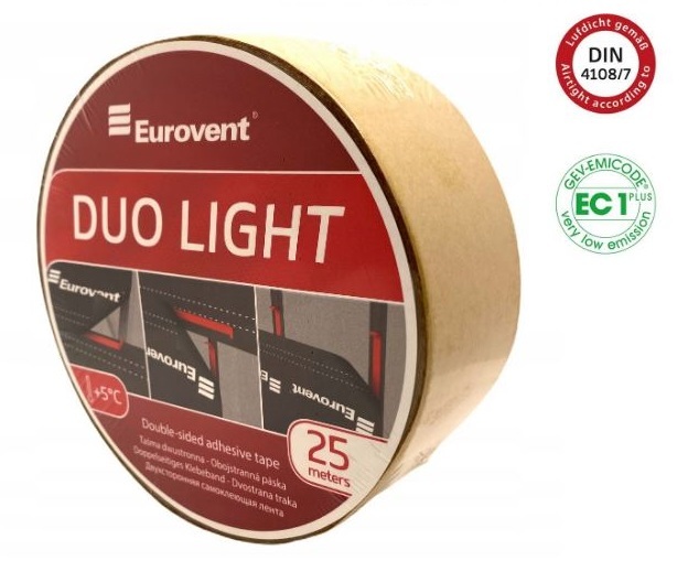 Taśma dwustronna do membran i folii Eurovent DUO LIGHT 50mmx25m